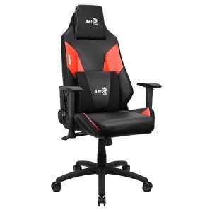 ÷ Silla gamer aerocool admiral dise?o gaming profesional negra con detalles en rojo sistema air reposa