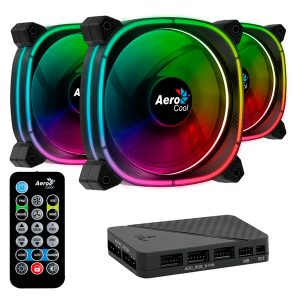 ÷ Pack 3xventiladores + hub h66f y controladora aerocool astro12pro argb 120mm dise?o en fibra de carb
