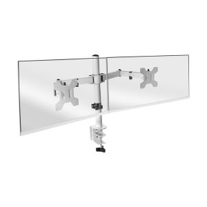 ÷ Soporte de mesa mars gaming marm2w para 2 pantalas de 13 a 27" max 8kg 75x75 y 100x100 color blanco"