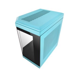 ÷ Caja atx semitorre gaming mars gaming mc3t color azul vista panoramica 3 paneles de cristal templado