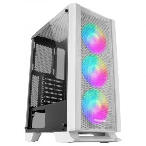 ÷ Caja atx semitorre gaming mars gaming mc-c white frontal metal-mesh con 3 ventiladores frgb ventana