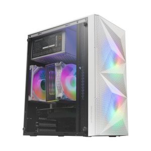 ÷ Caja microatx gaming mars gaming mc-me white frontal mesh con 2 ventiladores frgb 120mm lateral de c