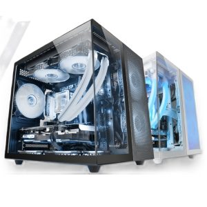 ÷ Caja microatx cube gaming mars gaming mcnovam negra doble panel de cristal templado doble camara rej