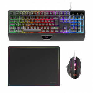 ÷ Teclado mouse y alfombrilla mars gaming mcp124es rgb h-mech, mouse huano rgb 3200dpi, alfombril