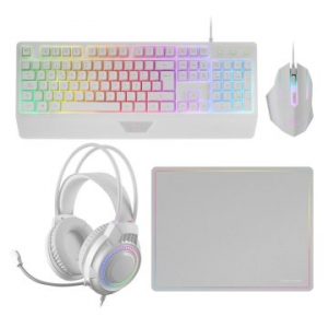÷ Teclado mouse headset y alfombrilla mars gaming mcp124prowes h-mech rgb 3200dpi blanco