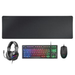 ÷ Teclado mouse headset y alfombrilla mars gaming mcprgb3fr frances h-mech red rgb 3200dpi