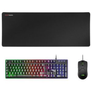 ÷ Teclado mouse y alfombrilla mars gaming mcpx negro portugues telcado hibrido h-mech mouse ultra