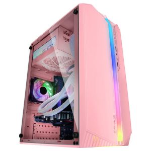 ÷ Caja microatx gaming mars gaming mc-s1 rosa frontal argb ventilador traser frgb ventana lateral sin