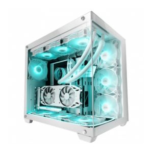 ÷ Caja e-atx torre gaming mars gaming mcv4 white xxl premium custom doble ventana de cristal templado