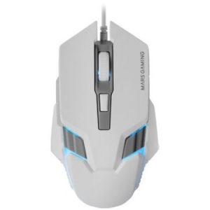 ÷ Mouse mars gaming mm024w rgb flow 4000 dpi ajustable 6 botones mecanicos huano color blanco