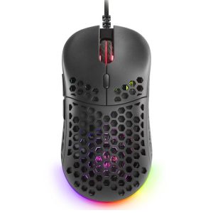 ÷ Mouse mars gaming rgb mm55 dise?o hive black 12800dpi a825pro switch huano superficie perforada ilum