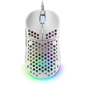 ÷ Mouse mars gaming rgb mm55w dise?o hive white 12800dpi a825pro switch huano superficie perforada ilu