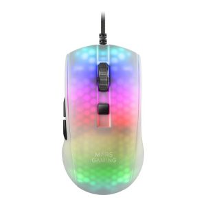 ÷ Mouse mars gaming rgb mmr translucido white 12800dpi ultra ligero 58g iluminacion rgb switches mecan