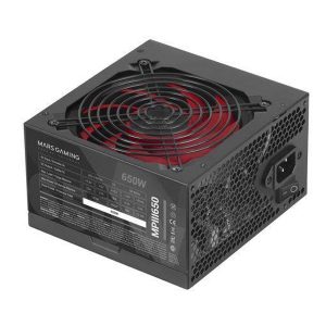 ÷ Fuente de alimentacion mars gaming mpiii 650w, eficiencia 85% pfc activo vent 12x12 14db hasw