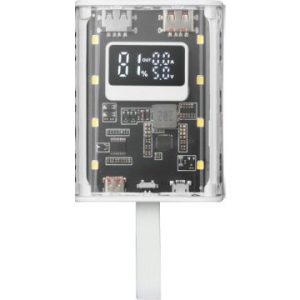 ÷ Powerbank mars gaming 10000mah 1xusb-c pd 2xusb-a 1xmicrousb linterna dise?o transparente y blanco