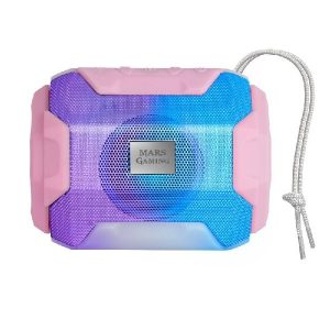 ÷ Altavoz bluetooth portable mas gaming msbax pink 10w radio fm, puerto usb y microsd iluminacion rgb