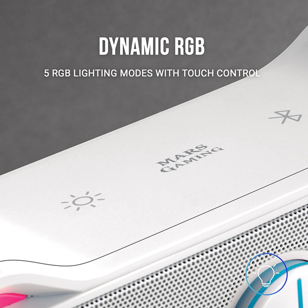 ÷ Barra de sonido bluetooth mars gaming msbx white 10w rms iluminacion rgb dinamico procesador dsp - Imagen 3