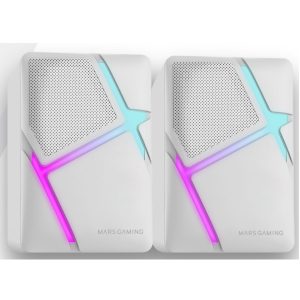 ÷ Altavoces 2.0 mars gaming mshw blanco 10w iluminacion rgb control de volumen jack 3.5mm