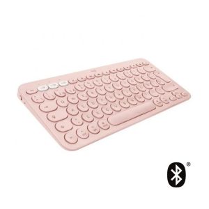 ÷ Teclado logitech bluetooth k380 para mac para tres dispositivos color rosa p/n:920-010400