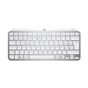 ÷ Teclado logitech bluetooth mx keys mini iluminado compacto recargable usb-c color rosa 920-010813