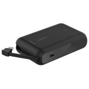 ÷ Powerbank belkin bpb021hqbk boostcharge 10,000 mah con cable integrado charge usb-c 20w negro