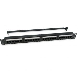 ÷ Patch panel 24 puertos utp categoria 6 1u color negro