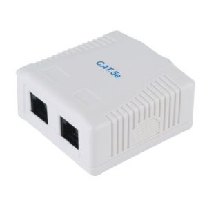 ÷ Roseta de superficie categoria 5e 2 hembras rj45 color blanco