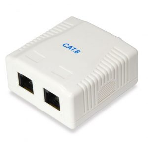 ÷ Roseta de superficie categoria 6 2 hembras rj45 color blanco
