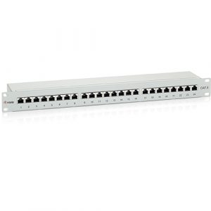 ÷ Patch panel 24 puertos premium categoria 6 apantallado color gris claro