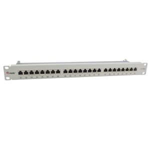 ÷ Patch panel 24 puertos categoria 6a apantallado color gris claro