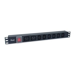 ÷ Regleta alimentacion aluminio rack 19 1u 6 tomas iec c13 + 2 tomas iec c19 con interruptor"