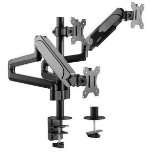 ÷ Soporte de mesa equip 650134 para 3 pantallas 17 - 27" aluminio muelle de gas equip inclinable y gi"