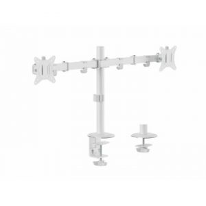 ÷ Soporte de mesa equip 650167 para 2 pantallas 17-32" brazo inclinable y giratorio 360 color blanco"