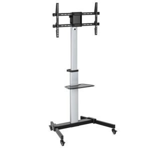 ÷ Soporte de suelo con ruedas equip para pantallas de 37-86 color plata con estante max. vesa 600x400"