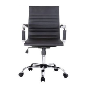 ÷ Silla de oficina equip respaldo medio color negro recubrimiento pu de alta calidad ergonomica