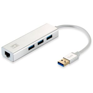 ÷ Adaptador usb 3.0 a gigabit ethernet rj45 level one con hub usb 3.0