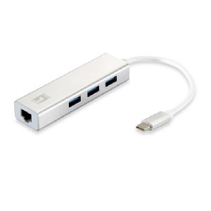 ÷ Adaptador usb-c a gigabit ethernet rj45 level one con hub usb 3.0 3 puertos