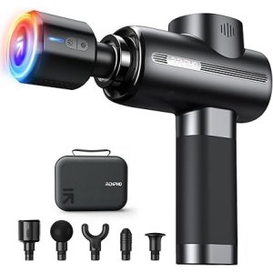 ÷ Pistola de masaje muscular renpho active thermacool calor y frio 3200rpm 150w 5 velocidades estuche