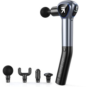 ÷ Pistola de masaje muscular renpho reach 5 velocidades 4 cabezales pantalla led
