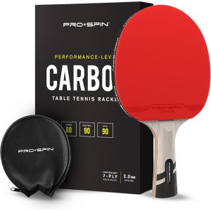 ÷ Pala de ping pong pro-spin premium fibra de carbono madera 7-ply goma ofensiva esponja 2mm funda