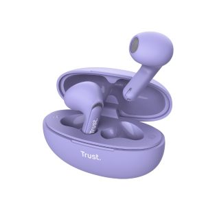 ÷ Auricular intrauditivo bluetooth trust yavi 25299 lila enc base usb-c control tactil23h 25299