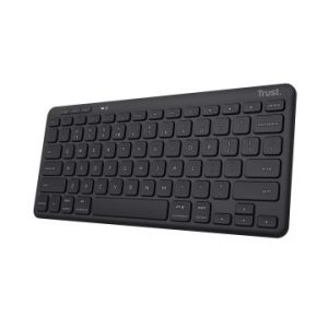 ÷ Teclado trust lyra inalambrico compacto y multidispositivo negro hecho con materiales reciclados