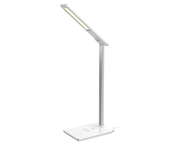 Lámpara de mesa Led 3W Ta0250 + Cargador rapido inalámbrico Qi 5w + Usb / Plata / Mtk / 0052501