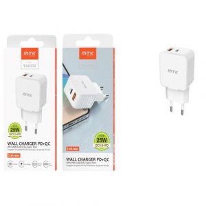 Cargador de red Usb + Type-C / 25W / Blanco / TA0332 / MTK