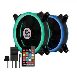 Kit Siroko Rgb Talius / 2 ventiladores doble aro Rgb + Tira Led + Control remoto