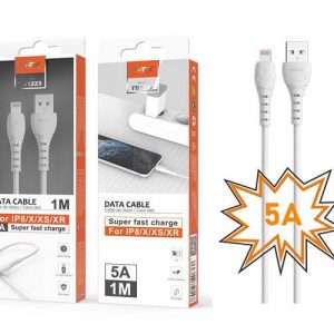 Cable datos USB 2.0 a Lightning iPhone X /12/13/14 / 1m / 5a / Carga rapida / Tb1223 / Blanco / Mtk
