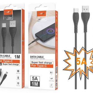 Cable datos USB 2.0 a Type-C / 1m / 5a / Carga rapida / Butter TB1224 / Negro / Mtk