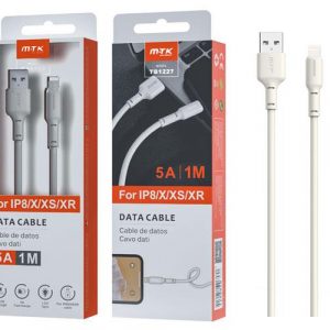 Cable datos USB 2.0 a Lightning IPhone 12-14 / 1m / 5a / Indicador de carga / TB1227 / Blanco / Mtk