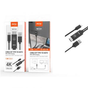 Cable adaptador Type-C a HDMI 4K + USB macho / TB1331 / 1.8m / Negro / Mtk