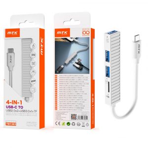 Hub adaptador Type-C a 2xUsb 2.0 + 1xUsb 3.0 + Lector MicroSd / OTG / TB1383 / Blanco / MTk